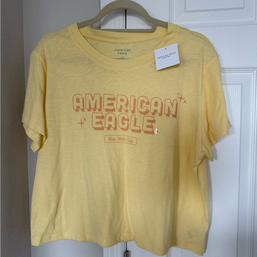 American Eagle Yellow Graphic Tee nwt women sz l